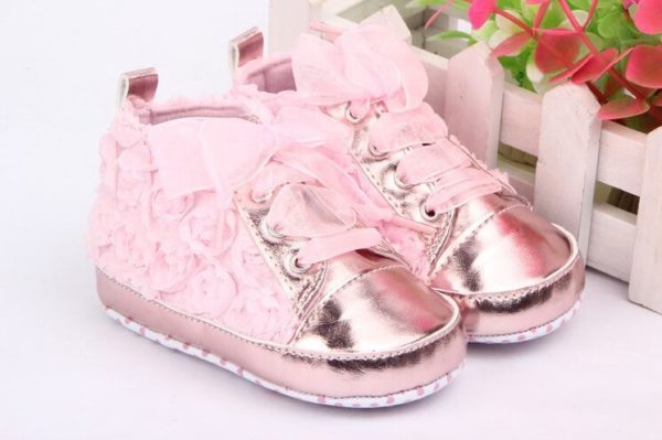 Rose Flower Soft Sole Baby Shoes pair