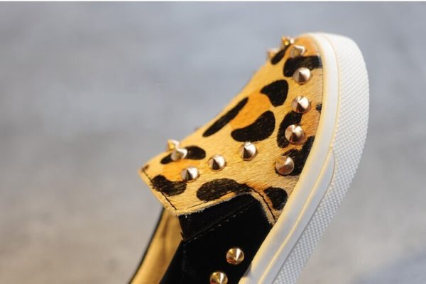 leopard rivet loafers