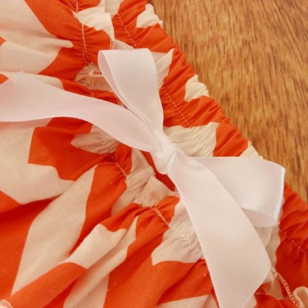 Orange Ruffled Baby Bloomers and Headband Outfit Set
