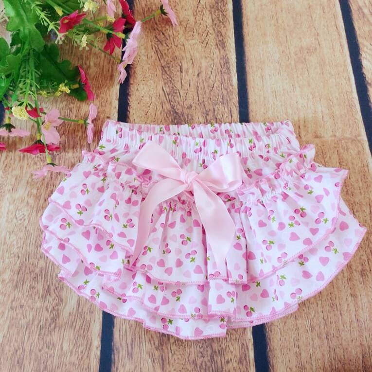 Pink Heart Ruffled Baby Bloomers and Headband Outfit Set | Itty Bitty