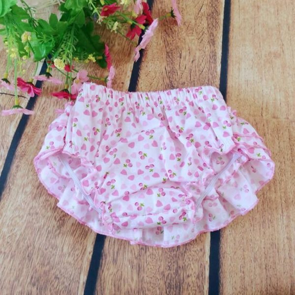 Pink Heart Ruffled Baby Bloomers and Headband Outfit Set