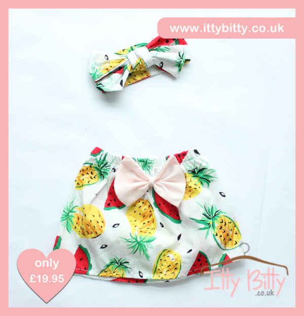 Itty Bitty 3 Piece Frutti Tutti Set skirt & Headband