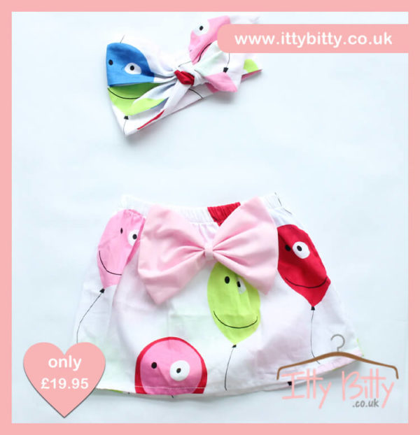 Itty Bitty 3 Piece Party Balloons Set Skirt & Headband