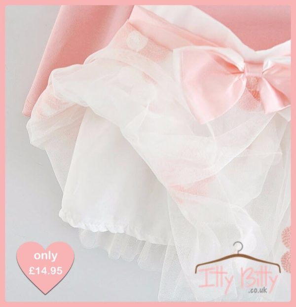 Itty Bitty Pink Little Flower Bow Tutu Dresses detail