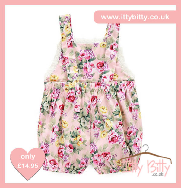 Itty Bitty Summer Floral Dungarees Back