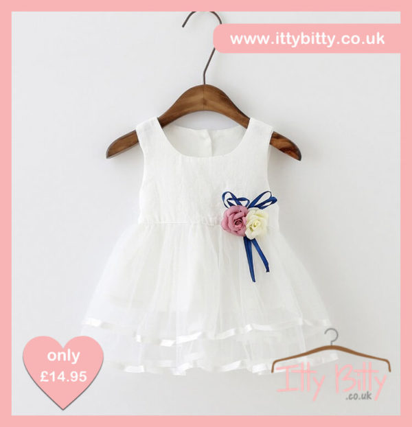 Itty Bitty White Double Rose Dress