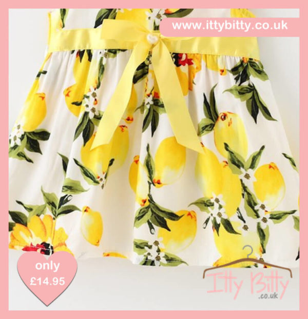 Itty Bitty White & Lemon Bow Dress