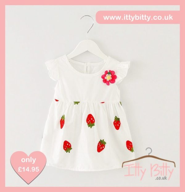 Itty Bitty White Summer Strawberry Dress