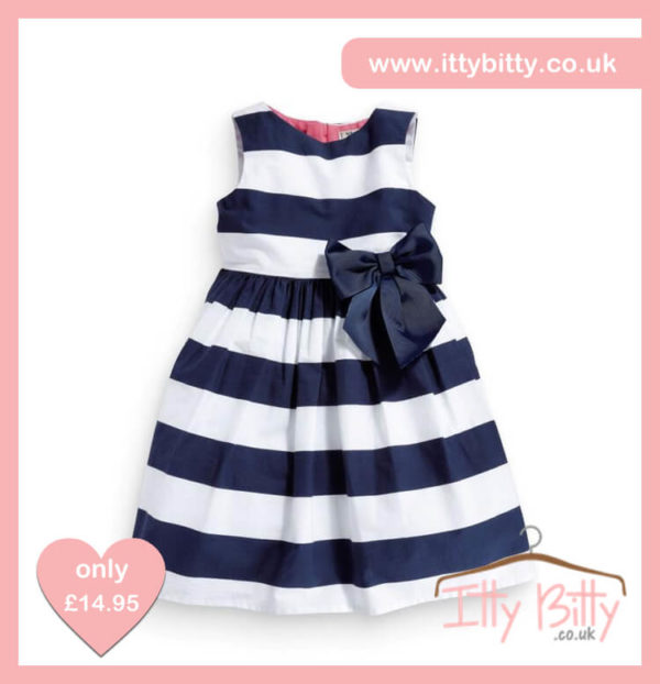 Itty Bitty Blue & White Seaside Bow Dress