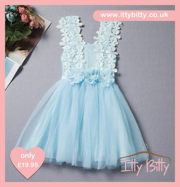 Itty Bitty Younger Girls Blue Flower Power Dress