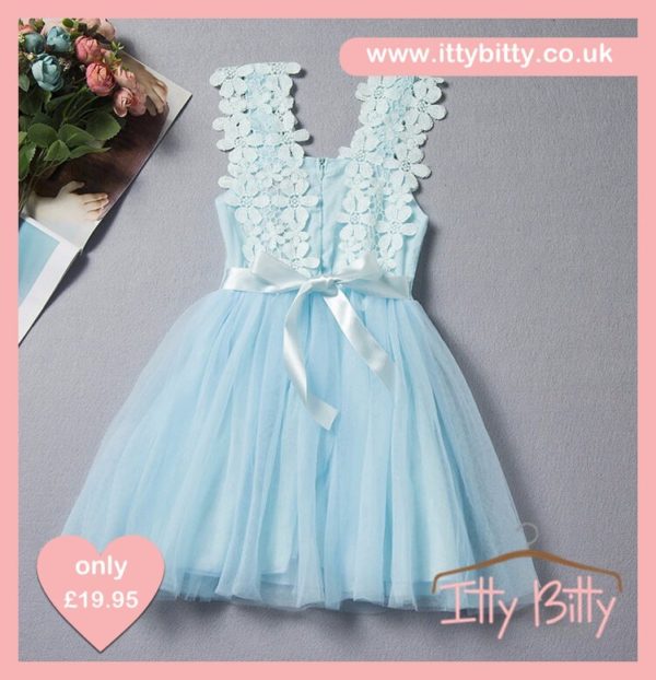 Itty Bitty Younger Girls Blue Flower Power Dress