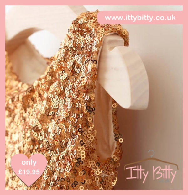 Itty Bitty Christmas Gold Sparkle & Pink Dress 4