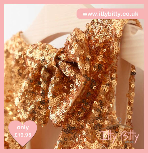 Itty Bitty Christmas Gold Sparkle & Pink Dress 4