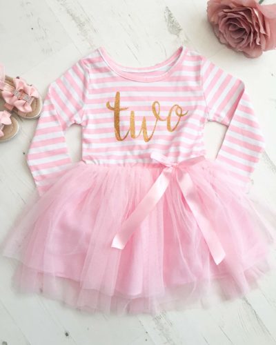 Itty Bitty Pink & White second Birthday Tutu Dress