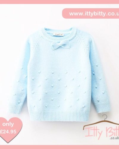 Itty Bitty Soft Blue Bow Tie Autumn Winter Jumper