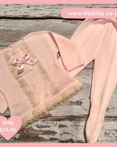 Itty Bitty Spanish Pink/Cream Spot Trim 2 Piece Legging Suit