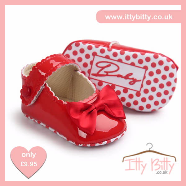 Itty Bitty Red Soft Sole Baby Girl First Walkers Shoes