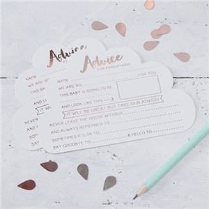 Itty Bitty Baby Shower Hello World Rose Gold Foil Advice Cards