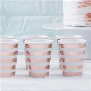 Itty Bitty Baby Shower Hello World Rose Gold Foil Cups - 255ml Paper Party Cups