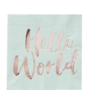 Itty Bitty Baby Shower Hello World Rose Gold Foil Paper Napkins