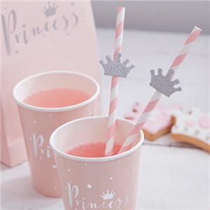 Itty Bitty Party Princess Perfection Paper Straws with Flags