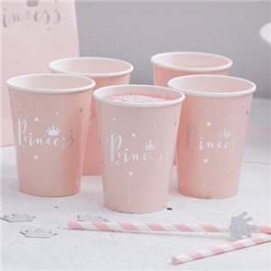 Itty Bitty Party Princess Perfection Silver Foiled Paper Cups