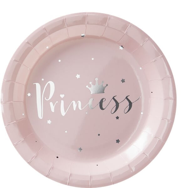 Itty Bitty Party Princess Perfection Silver Foiled Paper Plates