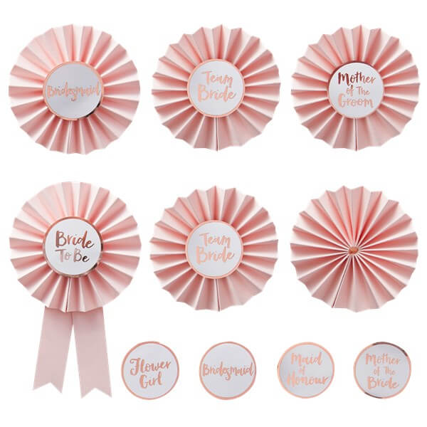 Itty Bitty Team Bride Pink & Rose Gold Hen Party Badges