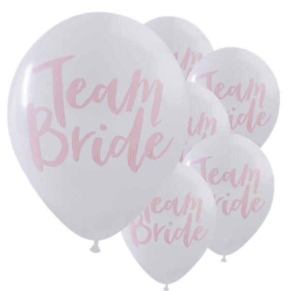 Itty Bitty Team Bride White & Pink Hen Party 12" Balloons