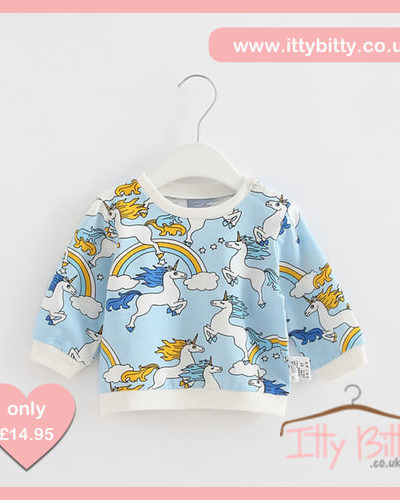 Itty Bitty Magic Unicorn Blue Summer Jumper