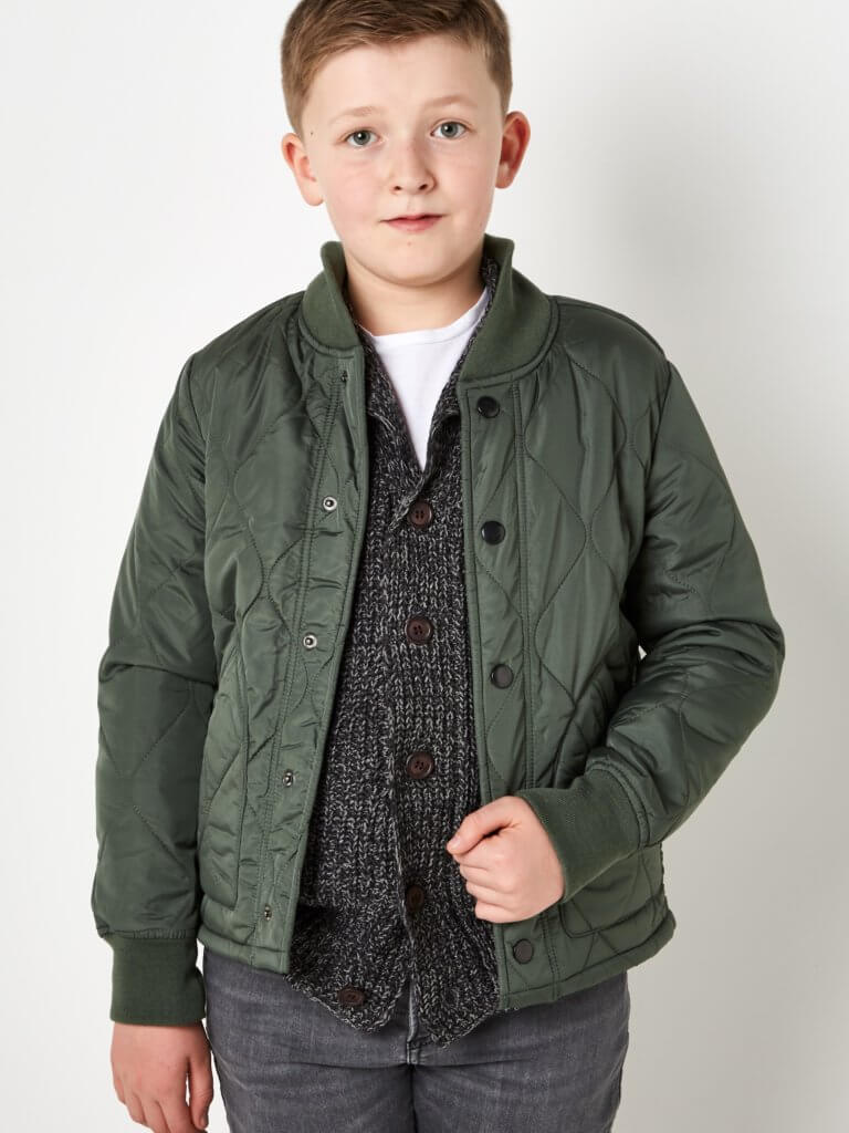 Boys Boutique Army Green Quilted Jacket | Itty Bitty