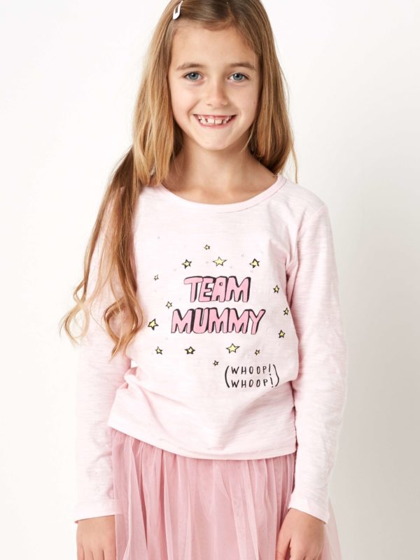 Itty Bitty Team Mummy Pink Long Sleeve Top