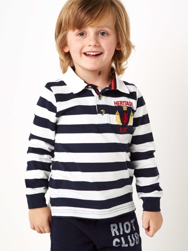 Boys Boutique Blue & White Stripe Rugby Shirt | Itty Bitty
