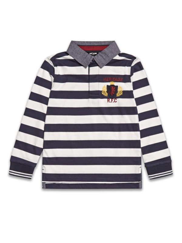 Boys Boutique Blue & White Stripe Rugby Shirt