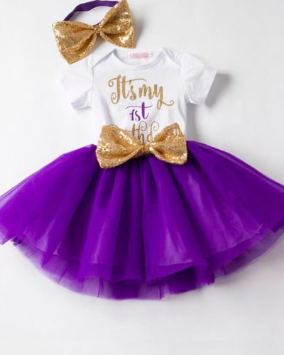 Itty Bitty 1st Birthday Purple Tutu Set