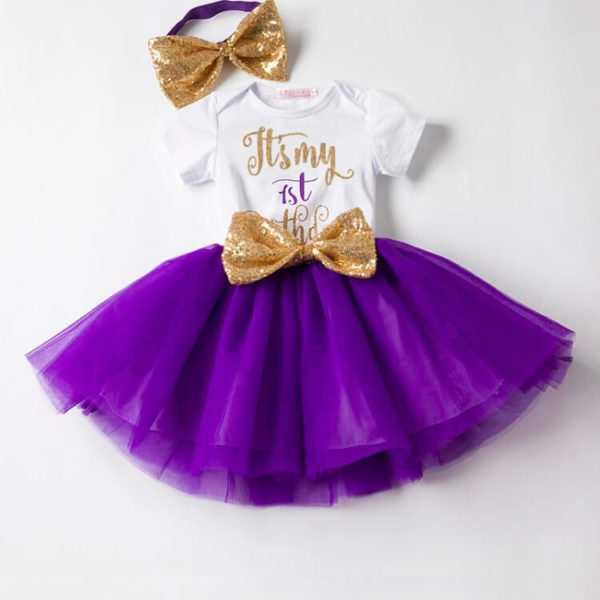 Itty Bitty 1st Birthday Purple Tutu Set