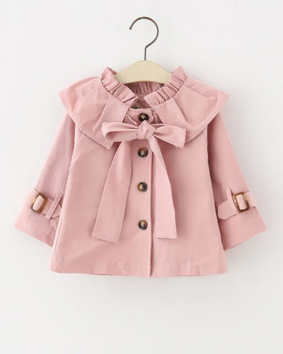 Itty Bitty Pink Bow Autumn Trench Coat