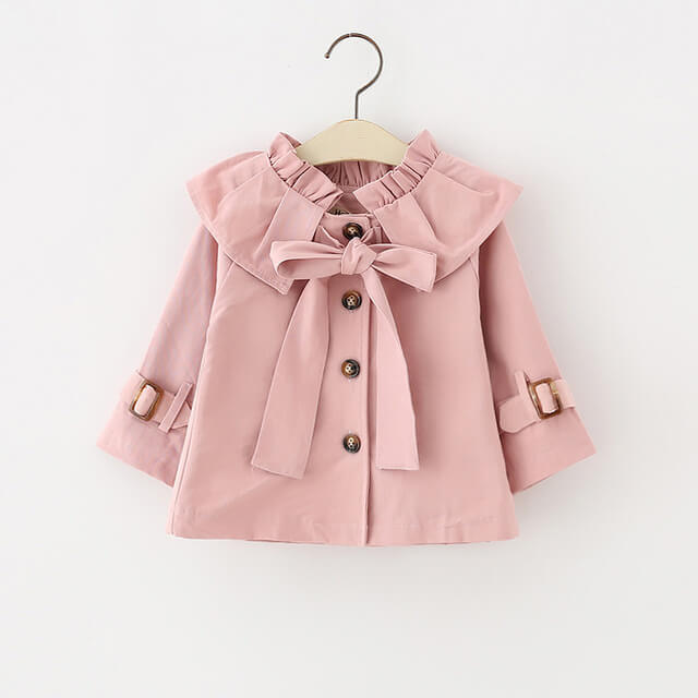 Itty Bitty Pink Bow Autumn Trench Coat