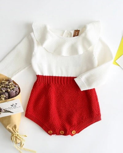 Itty Bitty Red Ruffle Collar Romper