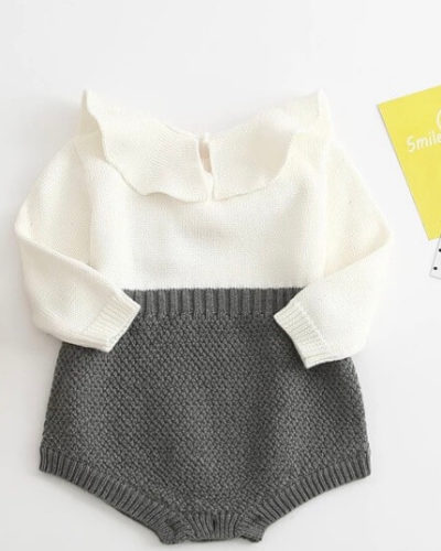Itty Bitty Grey Ruffle Collar Romper