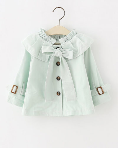 Itty Bitty Mint Bow Autumn Trench Coat
