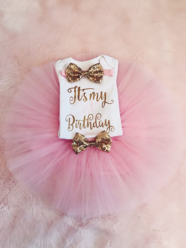 Itty Bitty 1st Birthday Baby Pink Tutu Set