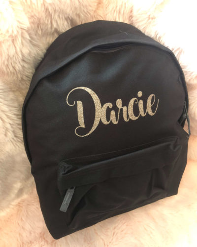 Itty Bitty Black Personalised Rose Gold Kids Backpacks & Rucksacks