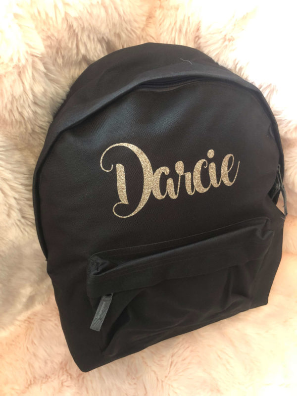 Itty Bitty Black Personalised Rose Gold Kids Backpacks & Rucksacks