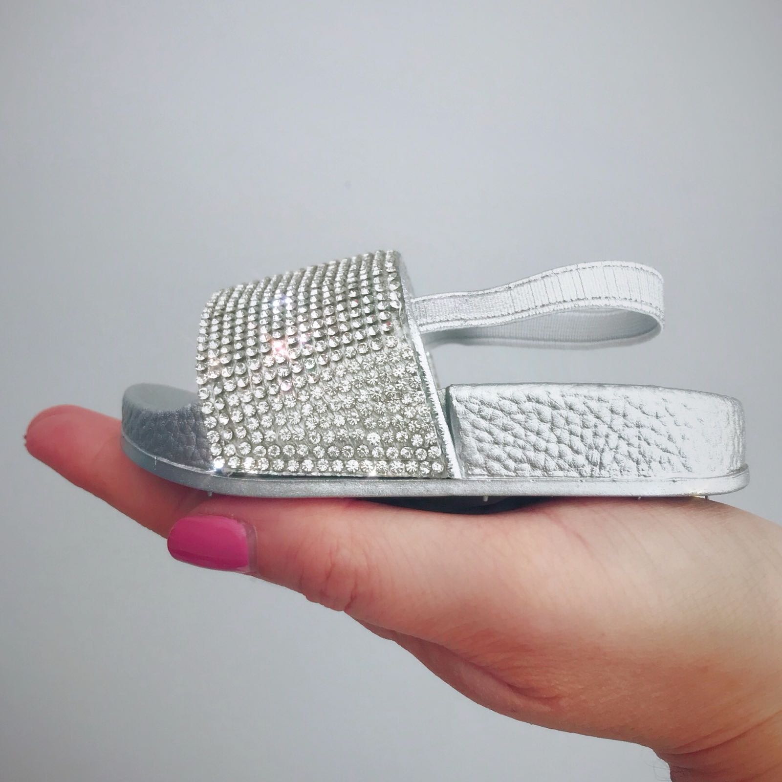 silver sparkly sliders