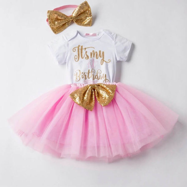 Itty Bitty 1st Birthday Baby Pink Tutu Set