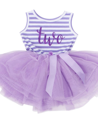 Itty Bitty Purple & White 2nd Birthday Tutu Sleeveless Summer Dress