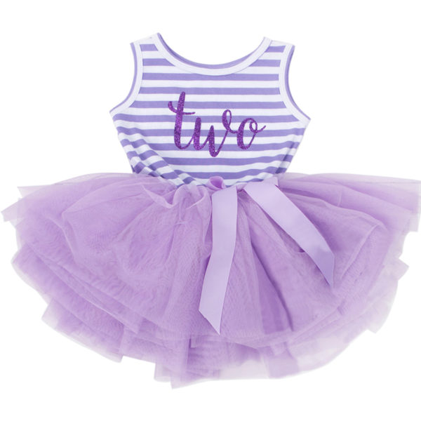 Itty Bitty Purple & White 2nd Birthday Tutu Sleeveless Summer Dress
