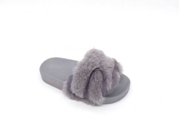Itty Bitty Grey Fluffy Sandals Sliders