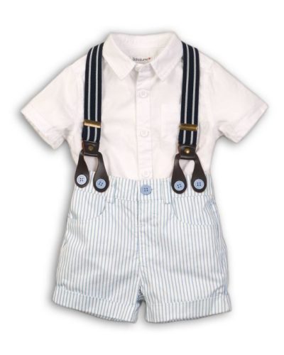 Itty Bitty Baby Boys Two Piece Poplin Shirt & Stripe Set